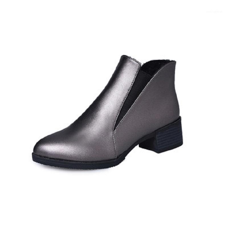 

Winter new ladies fashion booties, versatile comfort, plus velvet pointed head with thick and non-slip short tube women's boots1, Black