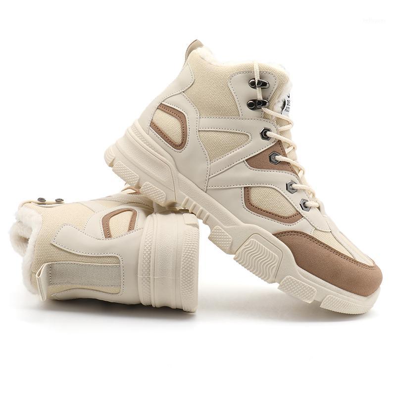 

Fashion Men Boots Outdoor Warm Snow Boots Anti-skid Winter Sneakers Men Shoes Safety Shoes Zapatos De Hombre1, Beige