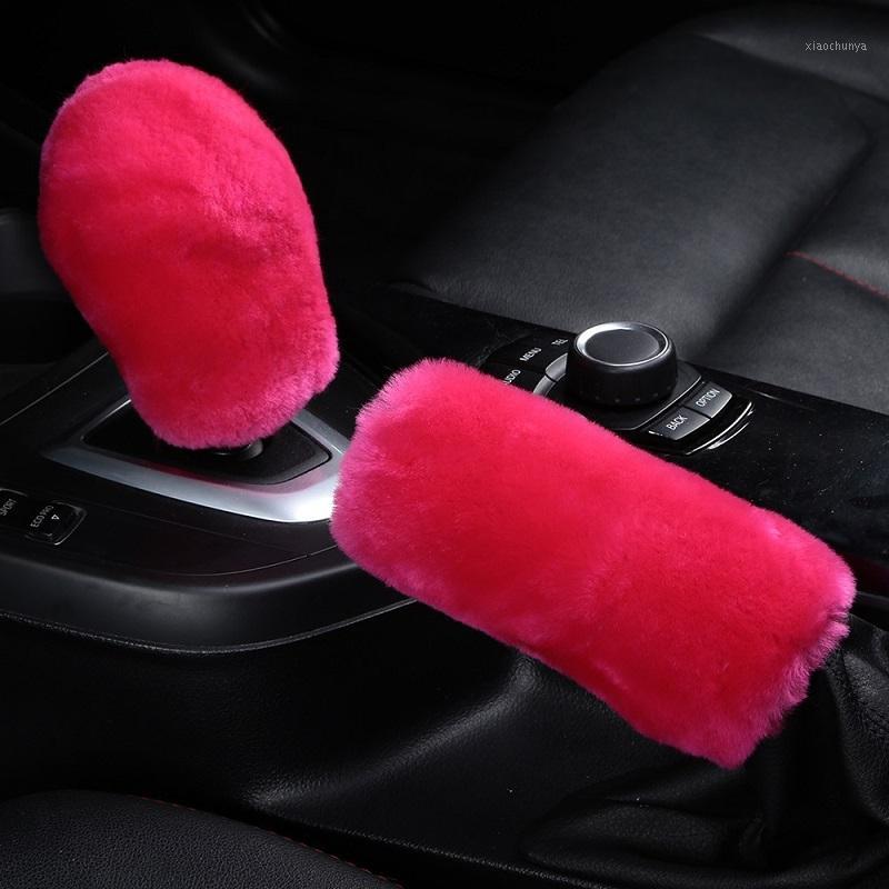 

OGLAND Genuine Sheepskin Auto Gear Shift Handle Level Stick Knob Handball Cover For Car Gear Shift Parking Break Protect Sleeve1