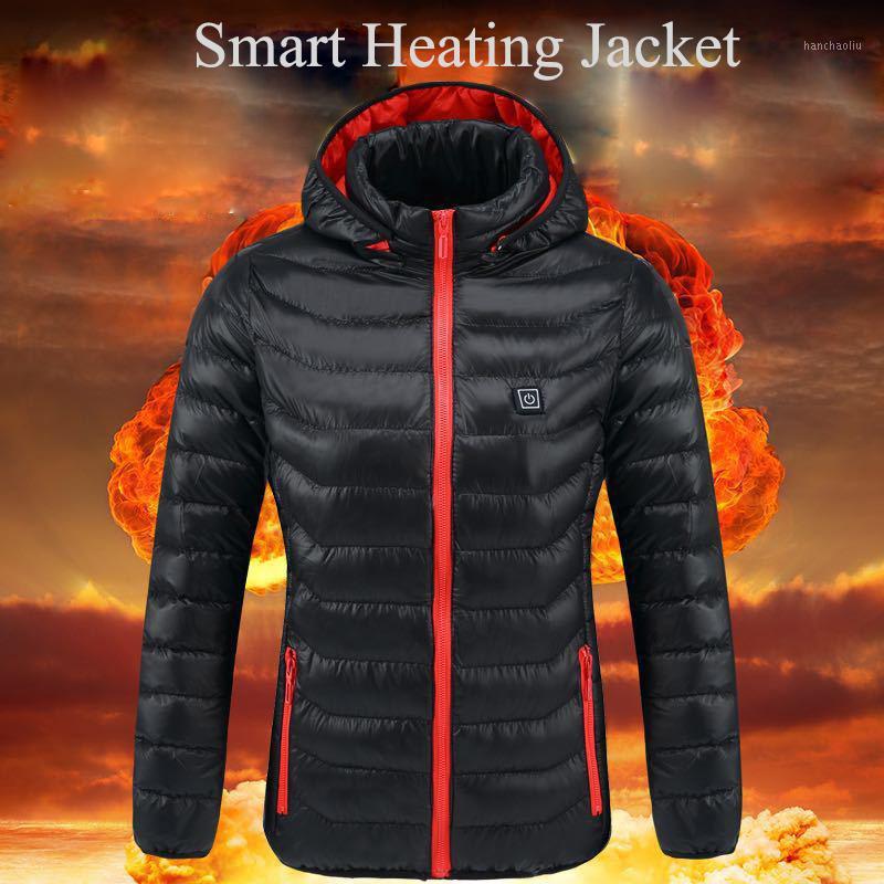 

Winter Men' USB Heating Cotton-padded Clothes Solid Women' Heated Jacket Smart Constant Temperature Washable Warm Outdoor Coat1, Black