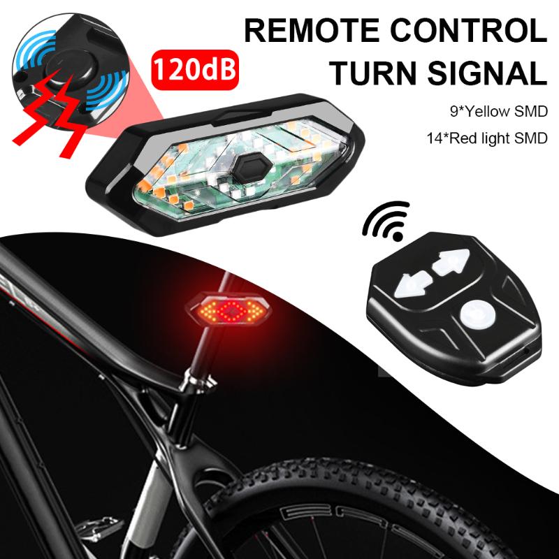 

Bicycle Taillight Remote Control Bike Turning Signal Light USB Bicycle Rechargeable Rear Light LED Warning with Horn