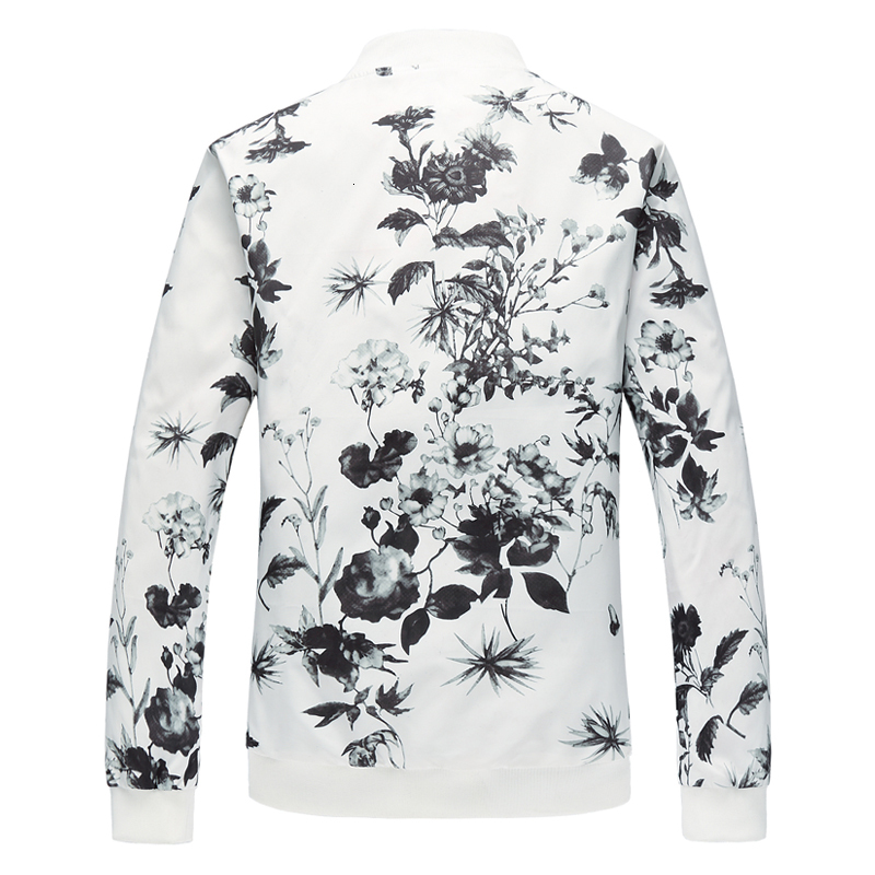 

2021 Men New Floral Chinese Style Mens Slim Fit Autumn Oversized Exteriors Big -6xl Size Man OXXW, White