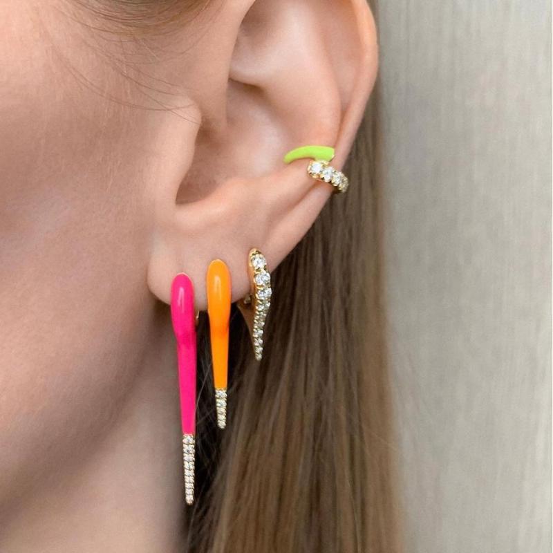 

Colorful fashion women jewelry Gold color fluorescent Neon enamel summer women huggie spike hoop earring