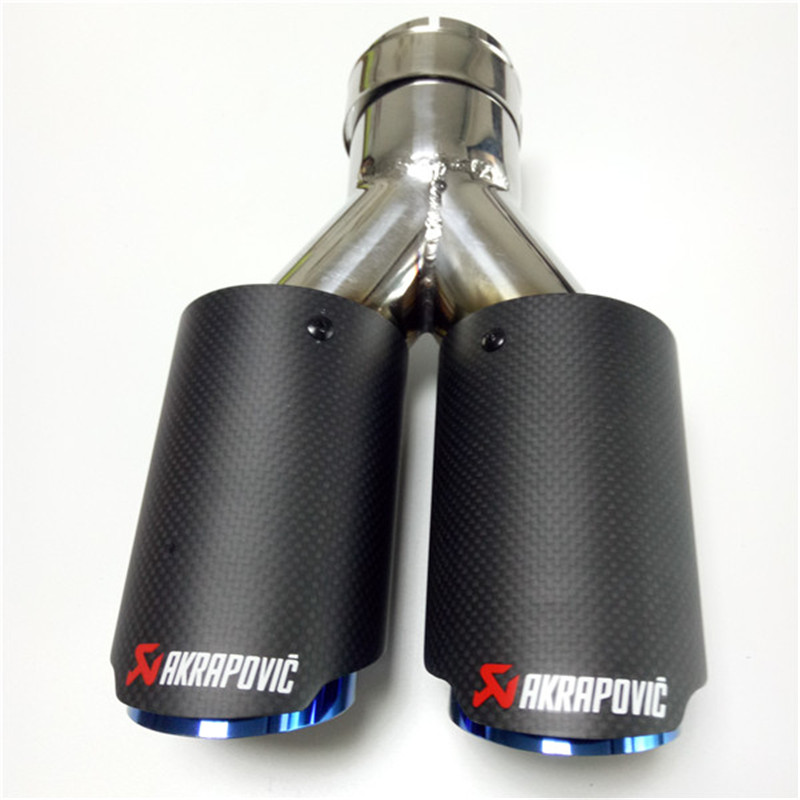 

1 Piece Y Model Matte Grilled Blue Exhaust Pipe Car Universal Stainless Steel Akrapovic Carbon fiber Nozzles Muffler tip