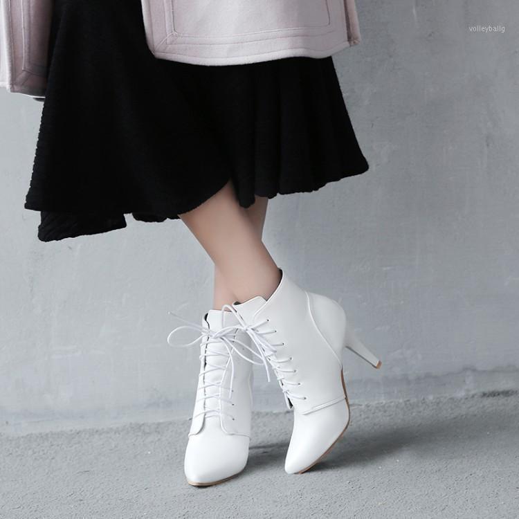 

Big Size Fashion of European and American windtipped highheel tie combination short boots1, Black