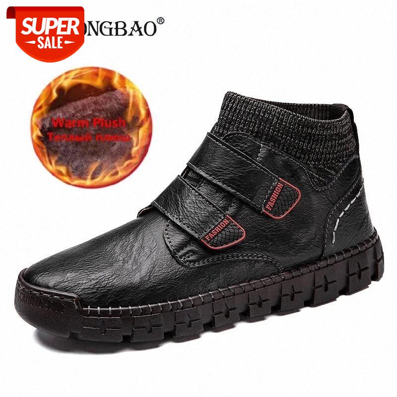 

Brand Winter Men Boots Plush Warm Snow Boots Fashion Leather Waterproof Men Ankle Outdoor Work Men's Motorcycle #gx8R, Beige