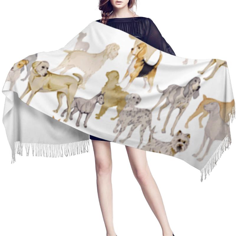 

Women Cashmere Scarf Autumn Winter Hijab Wrap Lovely Dogs Beagles Bulldogs Daly Dog Print Shawls Headband Summer Ladies Scarves