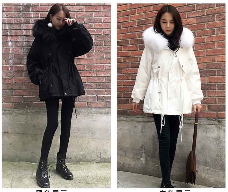 

2020 New Winter Women Jacket Fashion Thick Warm Solid Color Cotton Coat Hat Detachable Outwear Zipper Windbreaker Size -4XL, White