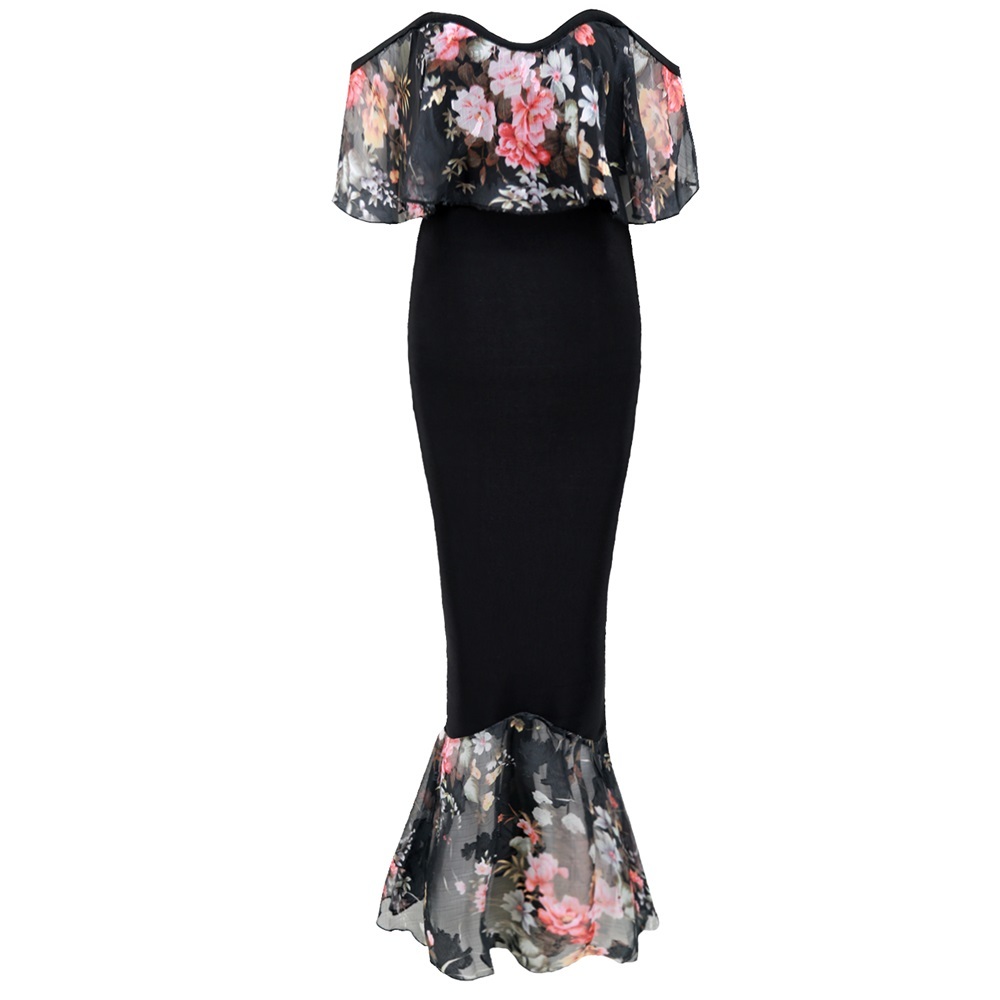 

2020 Bandage Fresh Dress Flower Respirable Tissue Decoration Mermaid Bodycon/bandage Dresses 2tv6, Black.