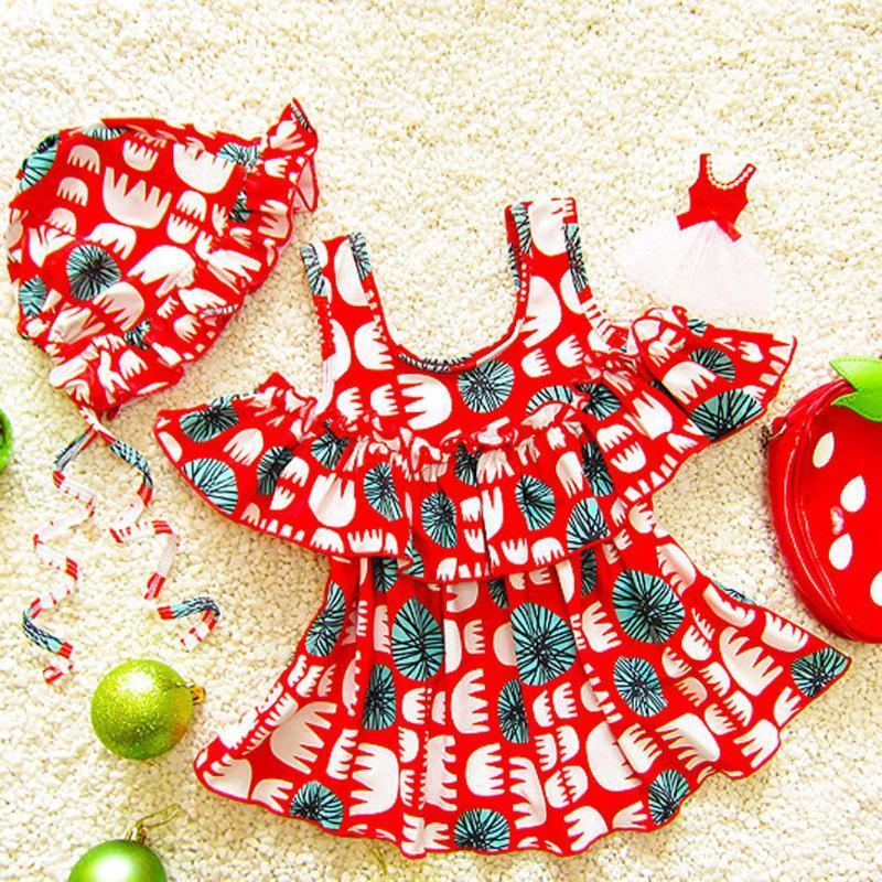 

2020 Summer Girls Printed Ruffle One Piece Swimsuit Children Strap Swimwea Beach Kids Toddler Swim Suit Maillot De Bain Femme1