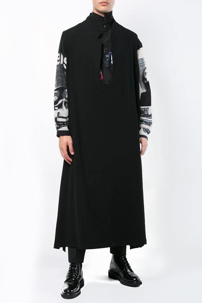 

Woolen vest mix and match bottoming sleeveless cashmere long coat, Black