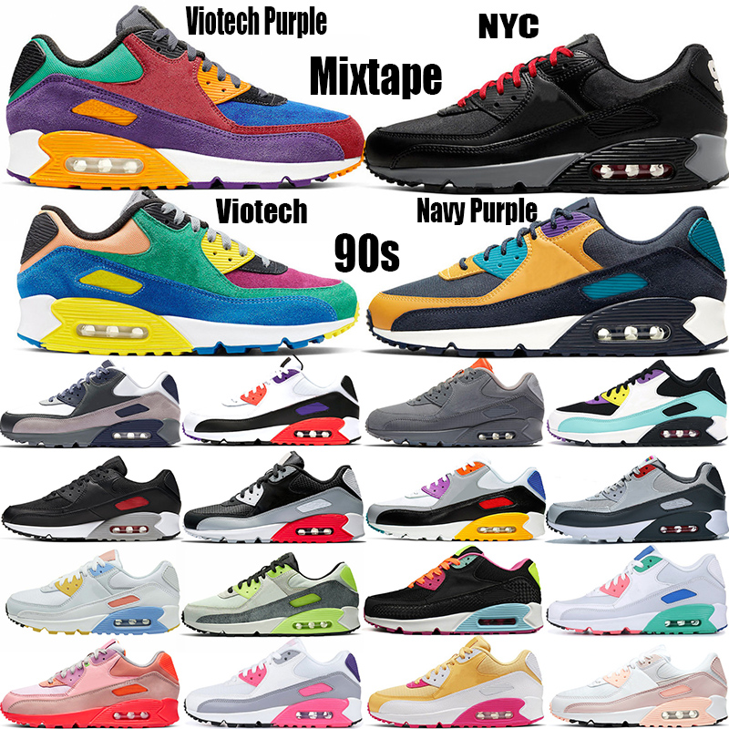 

Viotech 90 Mens Running Shoes 90s Be True Mixtape Triple black Cool Grey White Men women raptors Classic Trainer Surface sports Sneakers, 40-45 hyper turquoise