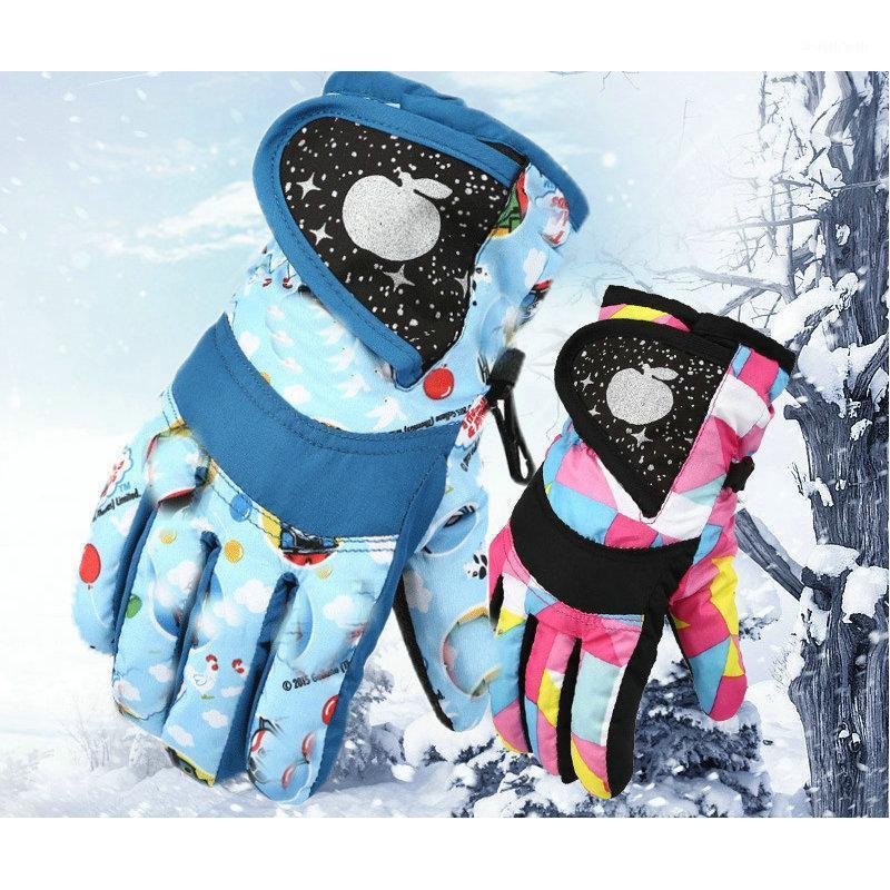 

Children's gloves winter skiing warm gloves thickened boys' Snow Plush waterproof cycling girls'1, Blue