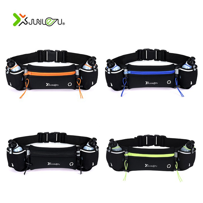 

Hot Running Waist Bag Marathon Running Bag Men Women Outdoor Riding Fitness With 2 Water Bottle Waterproof Phone Sport Belt Waist Bags, Multi