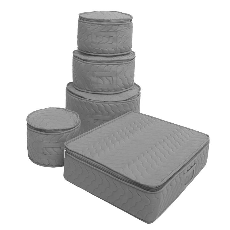 

5 Pcs Cabinet Cotton Dinnerware Felt Protectors Cushion Storage Bag Round Cup Plate Accessories Practical Kitchen Accessories