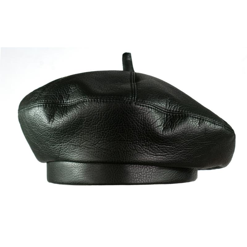

2020 Fashion Women PU Leather Octagonal Caps Newsboy Cap Vintage Bonnet Beret Style Retro Leather Hat Cowboy, Black