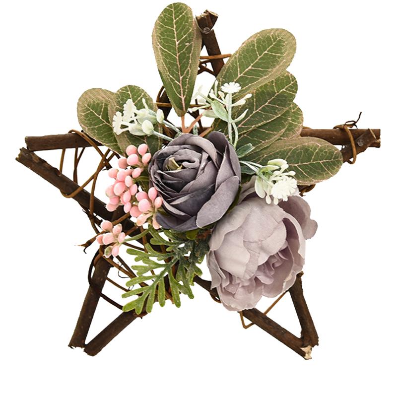 

1pc Emulation Christmas Garland Xmas Pendant Wreath Door Hanging Decoration, Pink