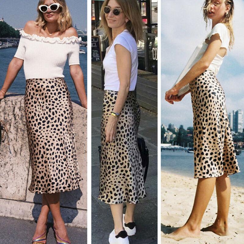 

Women Leopard Print Casual Long Evening Party Cocktail Dress Mini Skirt, Black