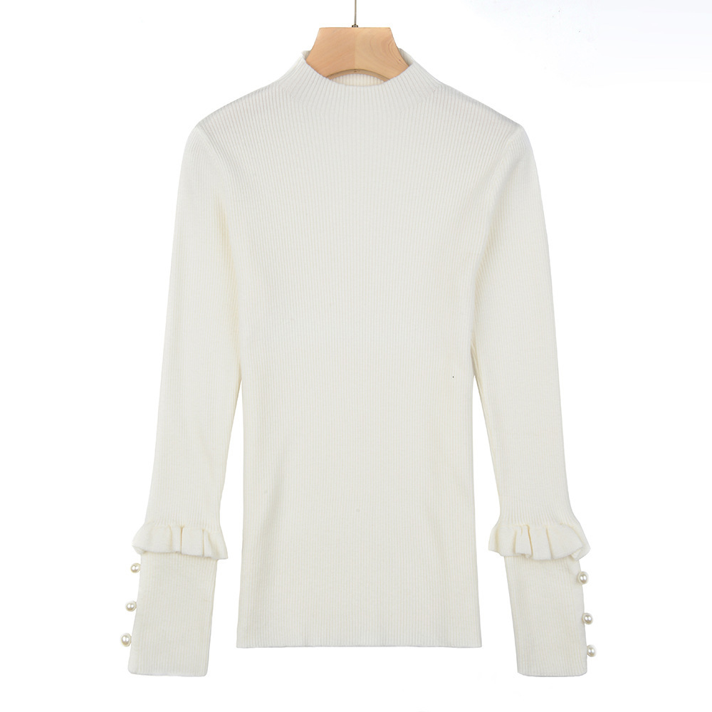 

2021 New Glitter Knitted Women Autumn Winter Basic Pullover Sweater Top High Elasticity Ladies Silm Jumper Aook, White