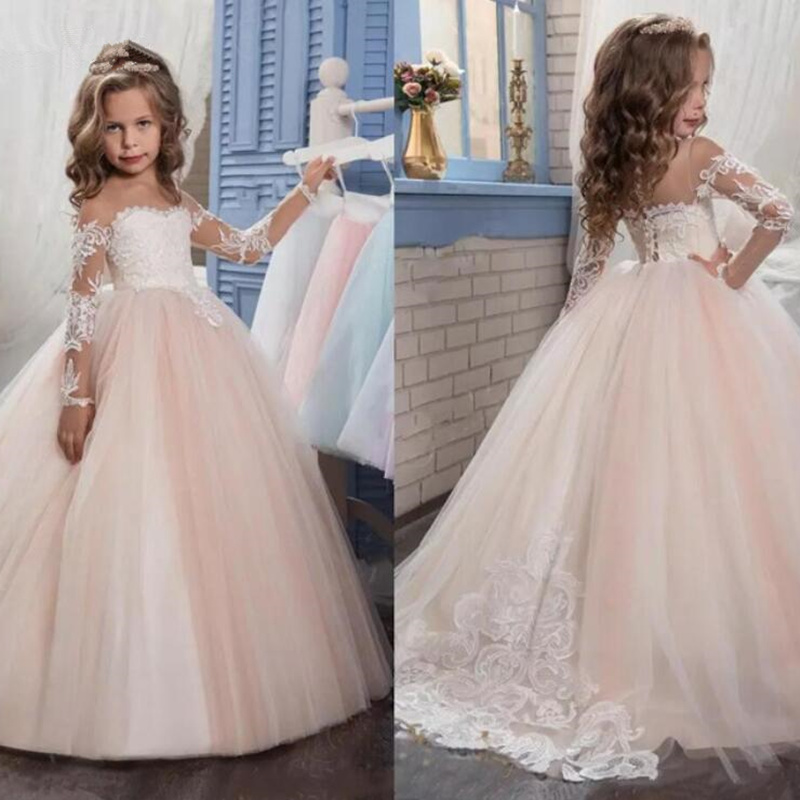 

New 2021 Flower Girls Dresses Lace Top Spaghetti Formal Kids Wear For Party Free Shipping Toddler Gowns, Red