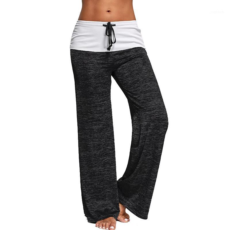 

Drawstring Waist Flare Pants 2020 Sportswear Yoga Pants Femme Long Sweatpants Wide Leg Pant Ladies Sportwear1, Black