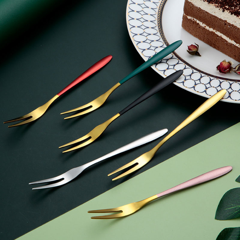 

New Stainless Steel Fruit Fork set Tableware Multiple Use Snack Cake Dessert Forks Cafeteria Home Flatware