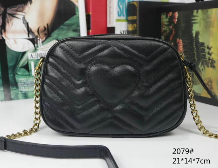 

Women Marmont Shoulder Bag Fashion Tote Crossbody Bag Handbags Love Heart Wave Soft Leather Women Chain Bags GCI78459, Red