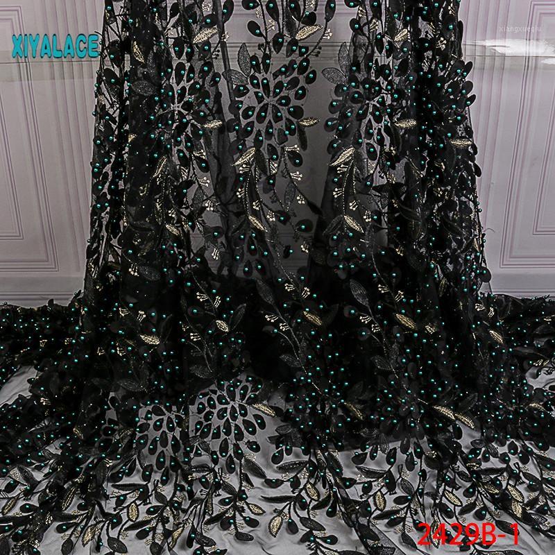 

Nigerian Beaded Lace Fabric 2020 High Quality African 3D Net Lace Fabric Wedding French Tulle Material For Dress YA2429B-11