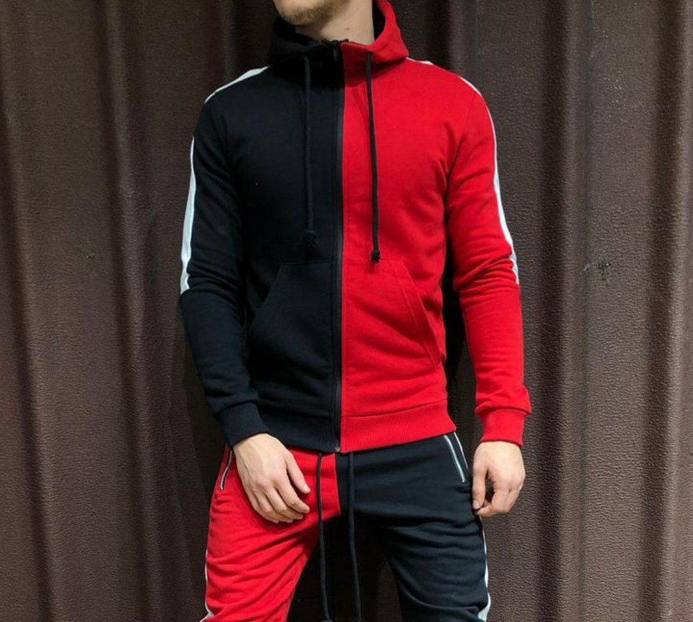 

Men's casual European and American style matching cardigan sports fitness hoodie