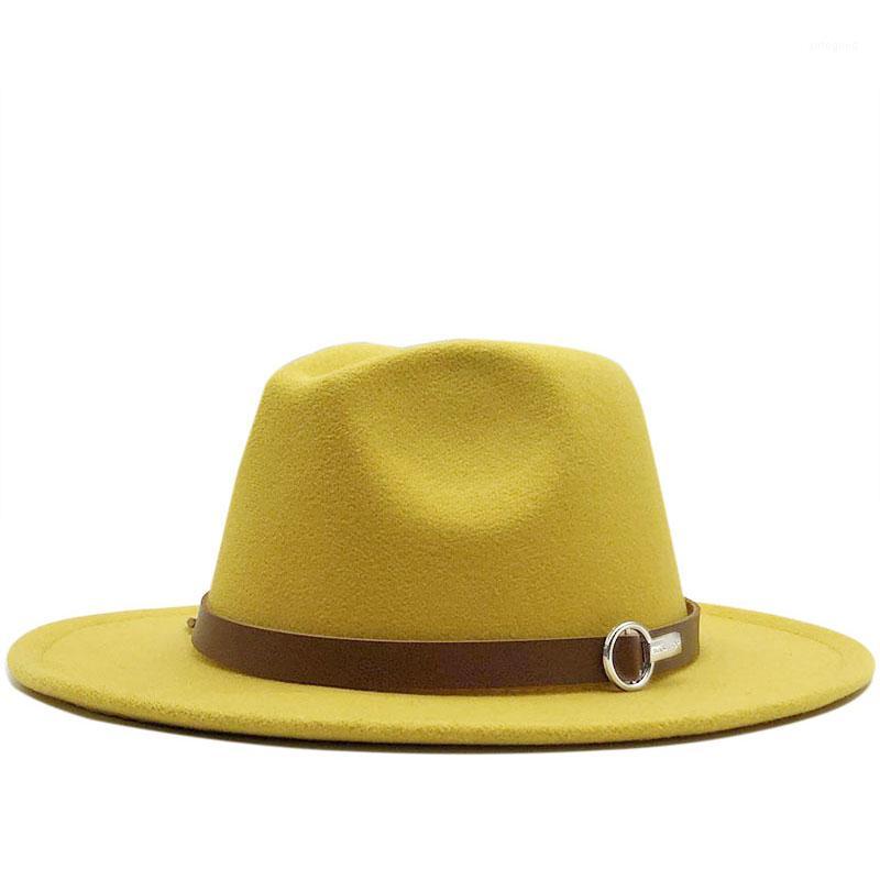 

Wide Brim Hats Women Men Wool Felt Jazz Fedora Panama Style Cowboy Trilby Party Formal Dress Hat Large Size Yellow White 58-60CM1, Deep grey