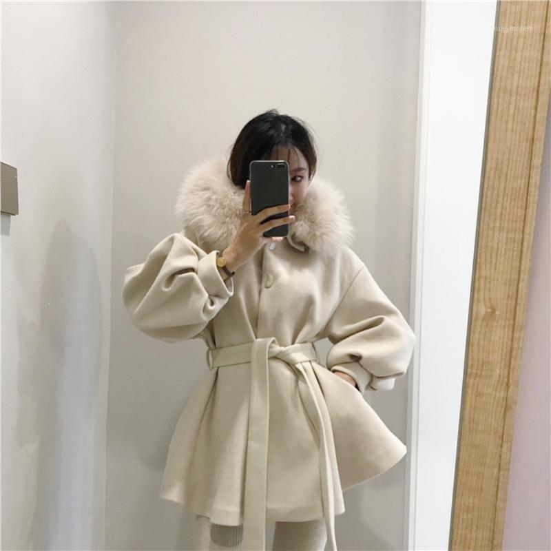 

Fall Winter Fur Collar Thick Coat Solid Female Section Lapel Korean Temperament Slim Long Woolen Coat Oversized Woolen1, Coffee