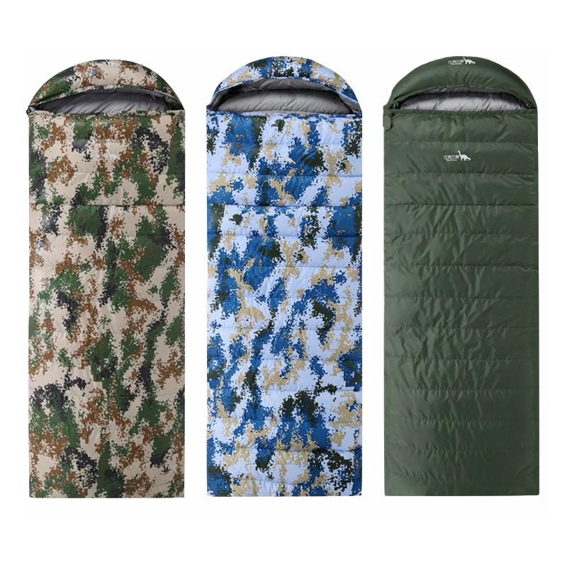 

Camo Envelope Type Down Sleeping Bag Spring Autumn Outdoor Camping Waterproof Sleeping Bags Duck Down Content 1000g