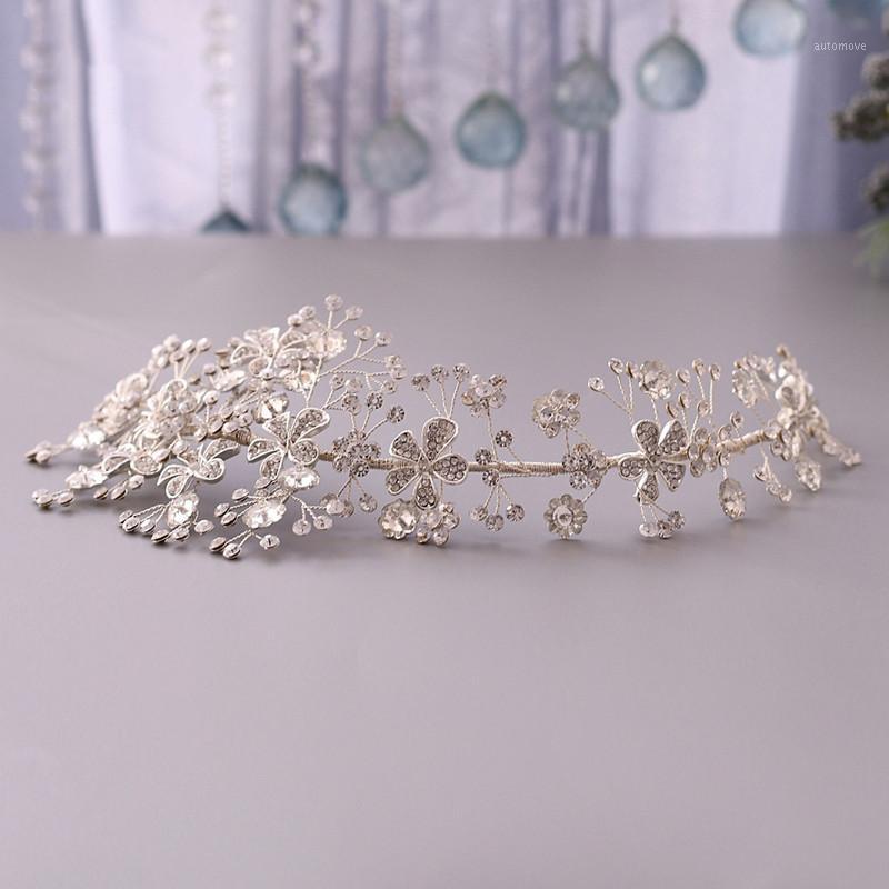 

Floralbride Handmade Alloy Clear Crystal Rhinestones Pearls Flower Leaf Wedding Headband Bridal Hair Accessories Women Jewelry1