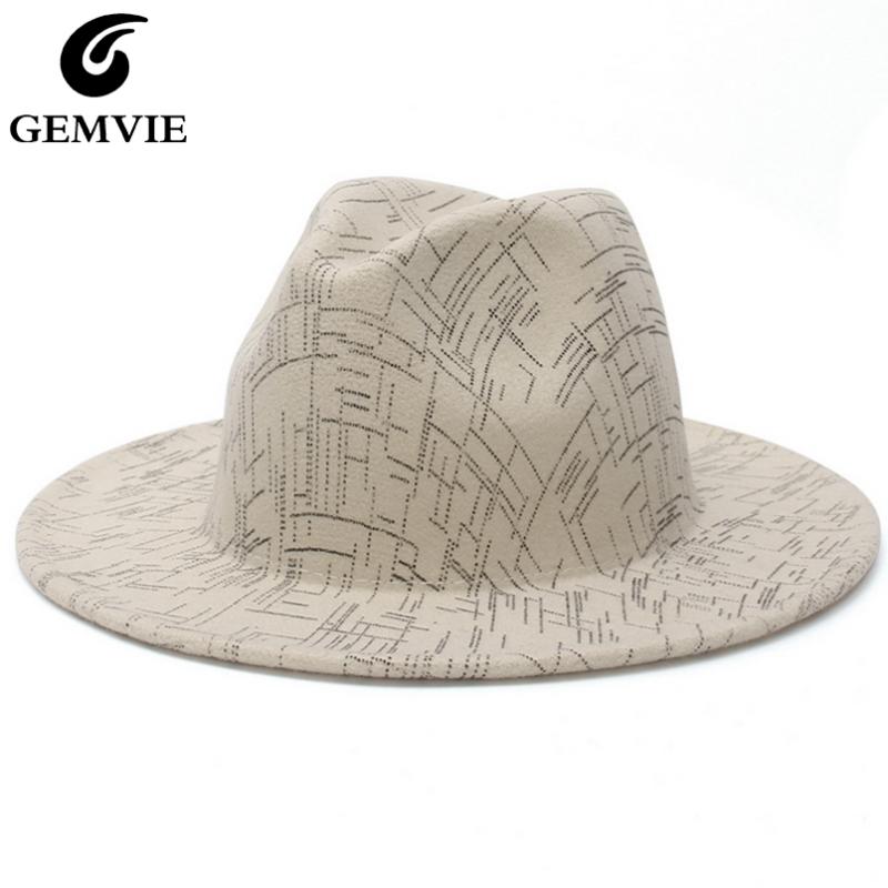

GEMVIE New 2021 Fashion Wide Brim Wool Fedora Hat For Women Man Panama Style Jazz Felt Hat, Black