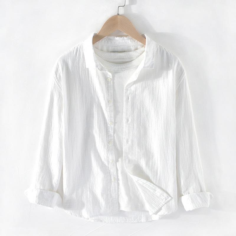 

Solid 100% Cotton Shirts Men Long-sleeved Turn Down Collar Casual Shirts Pure Cotton Business Dress Male Camisas TS-598, Black