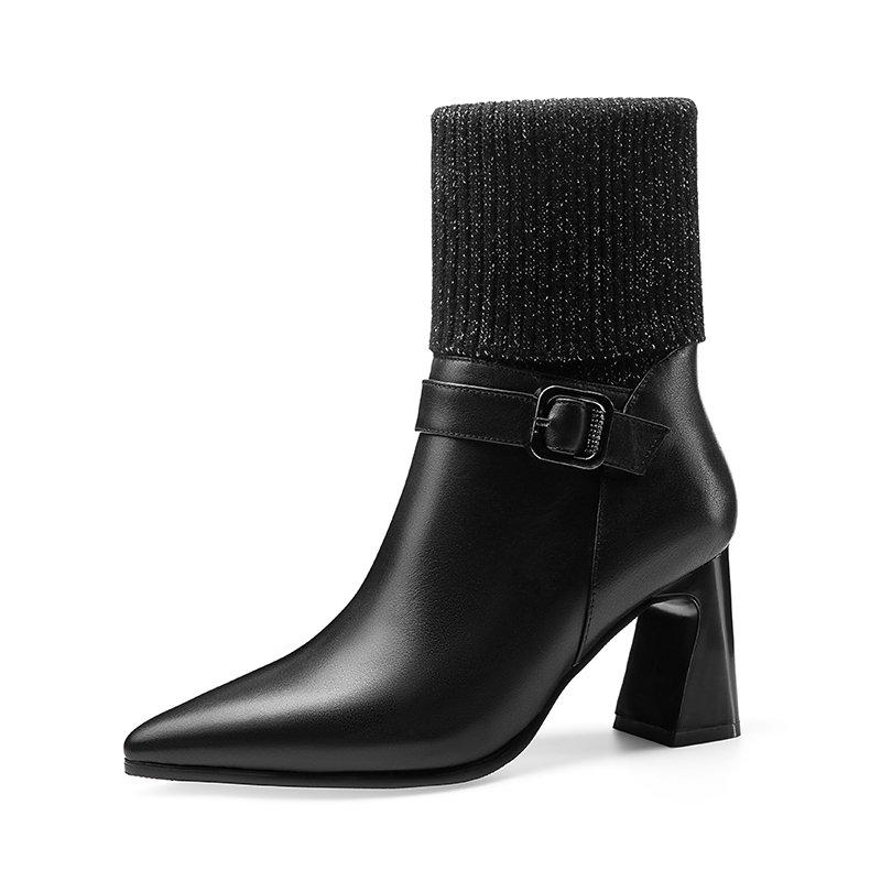 

2020 Brand Fashion Women Ankle Boots Autumn Winter Genuine Leather Solid Women Shoes Sexy Pointed Toe Basic Shoes Woman, Beige