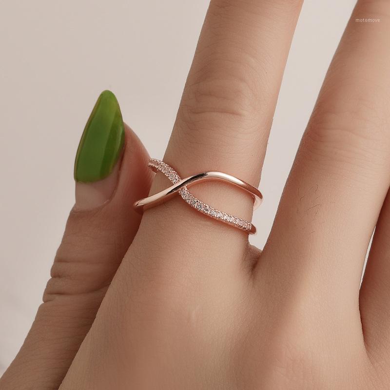 

Europe And America New Style Hot Selling Hand Jewelry Fashion Simple Diamond Set Ring Korean Style Cross Ring Women's Hot Sellin1