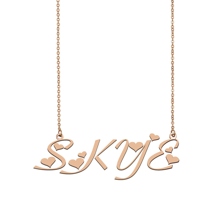 

SKYE Name Necklace Custom Nameplate Pendant for Women Girls Birthday Gift Kids Best Friends Jewelry 18k Gold Plated Stainless Steel, Silver
