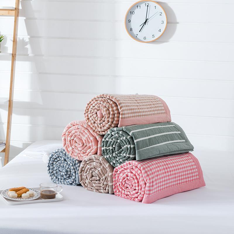 

New Grid/Stripe Printed Blanket well-made Bed Cover Quilting Summer Quilt Home Textiles Suitable for Children Kids Men Adult1