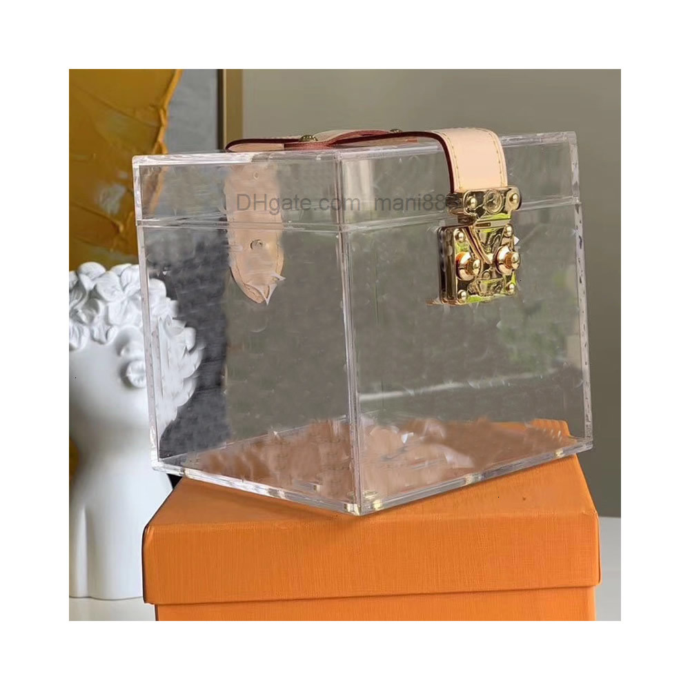 

Cosmetic Bags Transparent Clear Handbag Purse Old Floral Organic Glass Lady Small Square Cosmetic Cases with Ribbon Ladies PVC Make Up Bag, Make up the freight