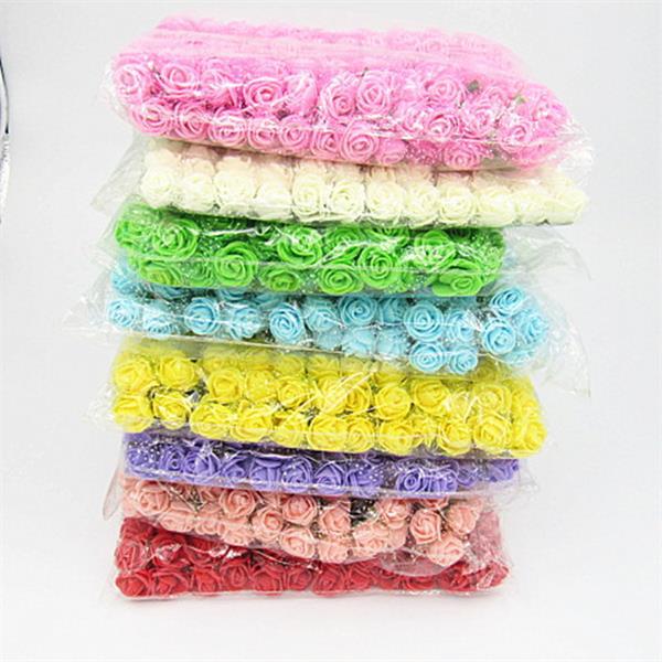 

144Pcs Mini Artificial Flowers Small Foam Rose Heads Wedding Party Decor Bouquet, Plum