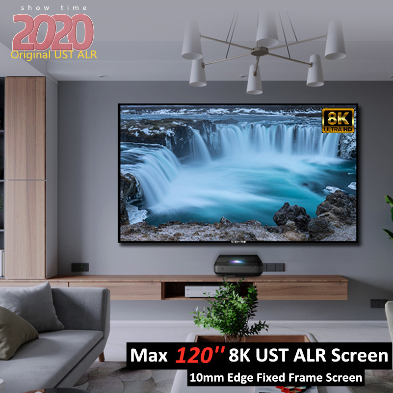 

16:9 120 inch for Luxury Home Theater PET-Crystal Diamond ALR Daylight 4K 3D projection Screen for UST Projector With Narrow Frame