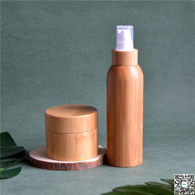 

100ml 120ml Empty Bamboo Shampoo Lotion Pump Refillable Bottle 4oz PET Body Cream Shower Packaging Container DIY Cosmetic Tools