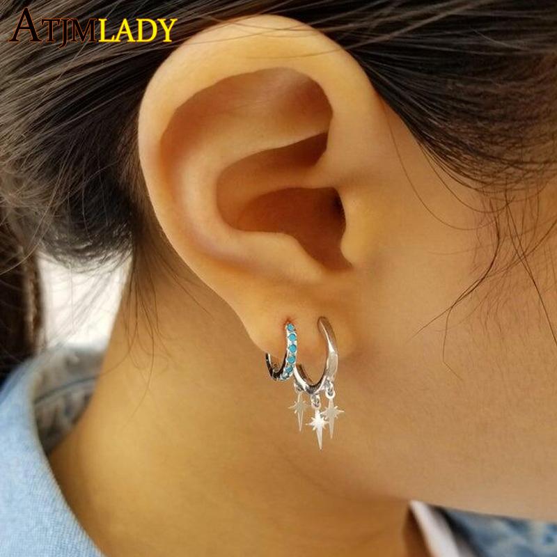 

Small Cute turquoises Cubic Zirconia Earrings for Girls Beautiful minimalist circle delicate cz Hoop Earrings girls Jewelry