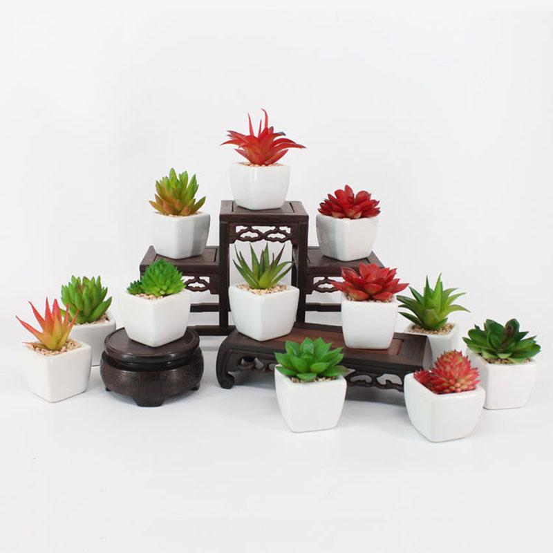 

Mini small ceramic pot simulation succulent bonsai, creative DIY simulation flower plant pot, furniture decoration1, Xfp132