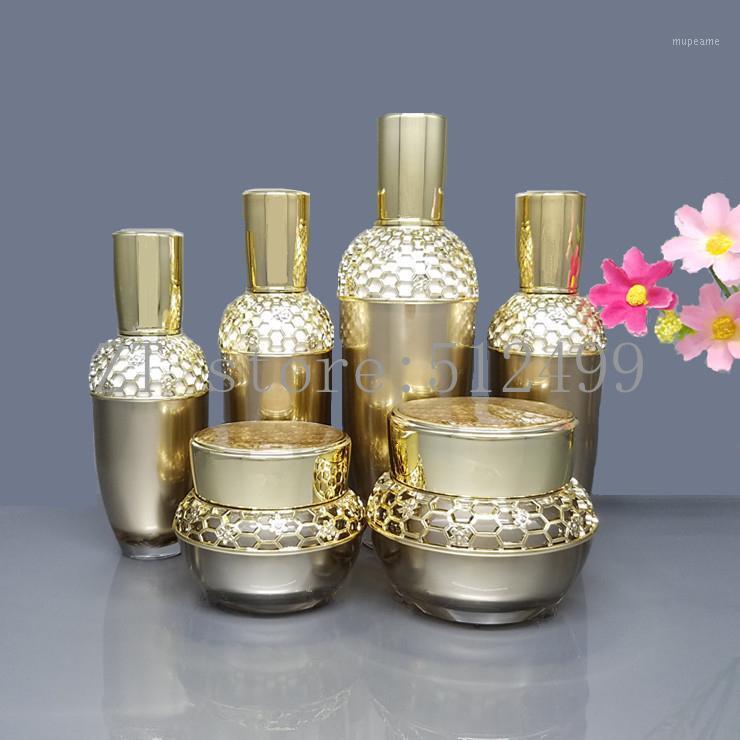

10pcs/lot High Grade Gold 30/50g Acrylic Cosmetic Facial Cream Jar 30/60/120ml Eye Essence Airless Bottle Lotion Press Vaccum1