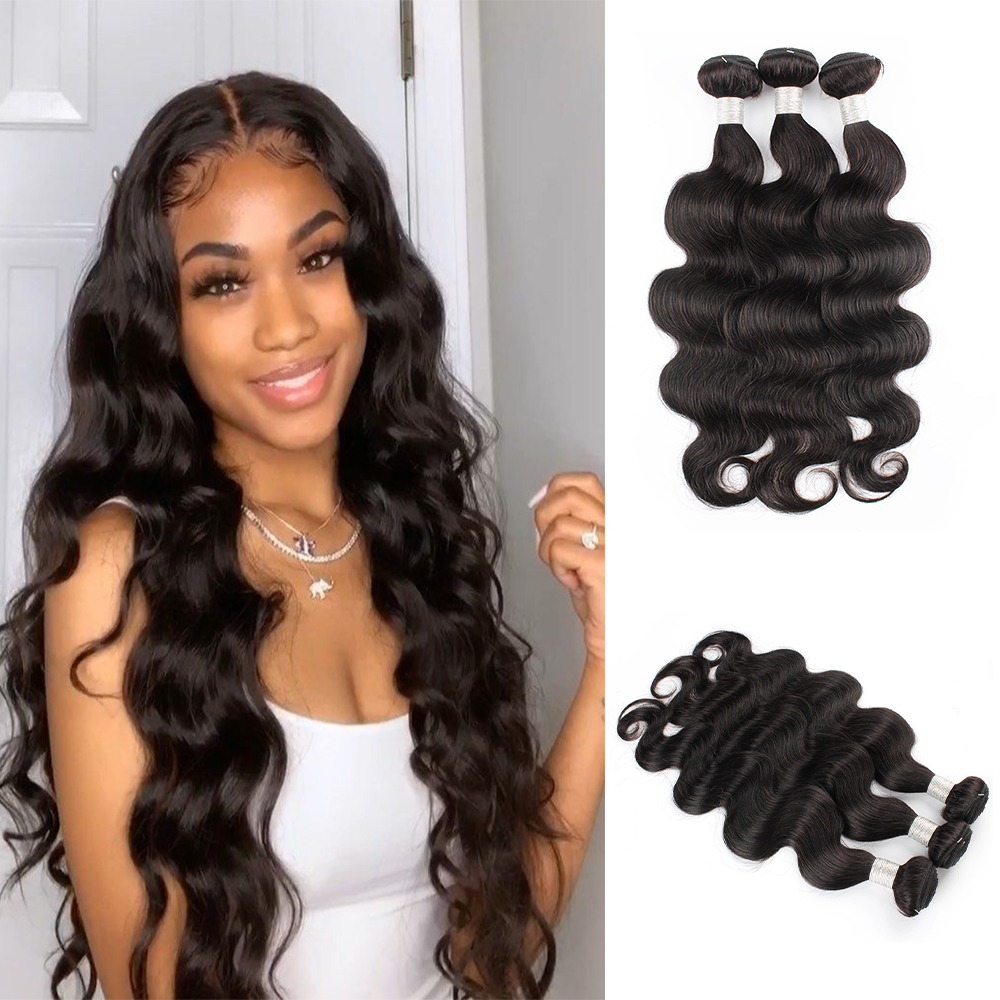 

Brazilian Virgin Human Hair Weave Bundles Unprocessed Brazillian Peruvian Indian Malaysian Cambodian Straight Body Wave Remy Hair Extensions, Natural color