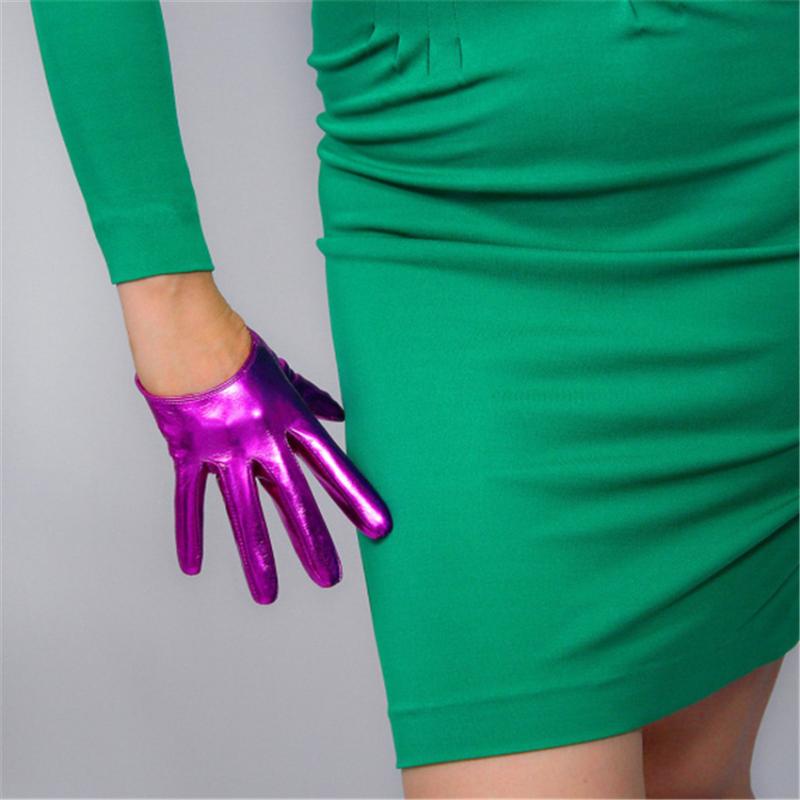 

Patent Leather Ultra Short Gloves 13cm Simulation Leather High Elasticity PU Bright Bright Rose Red QPZH13