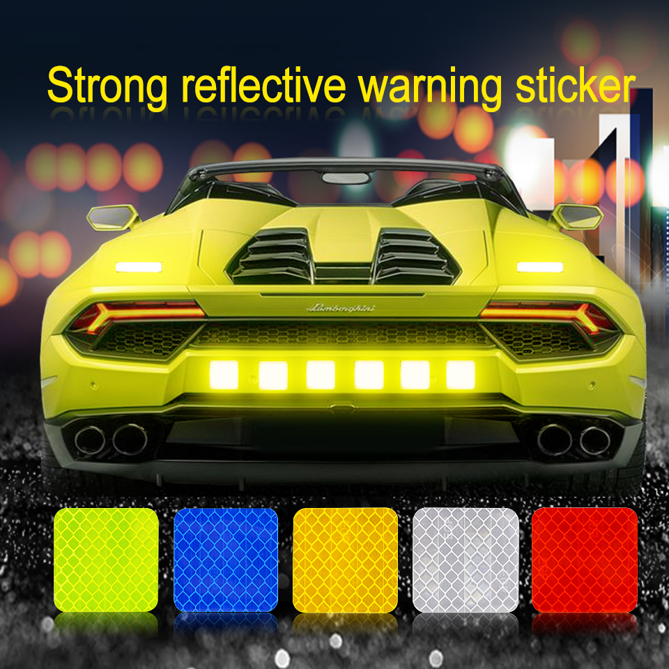 

Car Solid Color Square Reflective Strip Warning Sticker For Bus Reflective Waterproof Anti-collision Safety Door Stickers