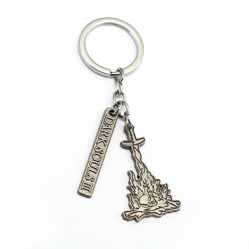 

Keychains Game Dark Souls III 3 Logo Bonfire Shape Keychain Metal Jewelry Keyrings1